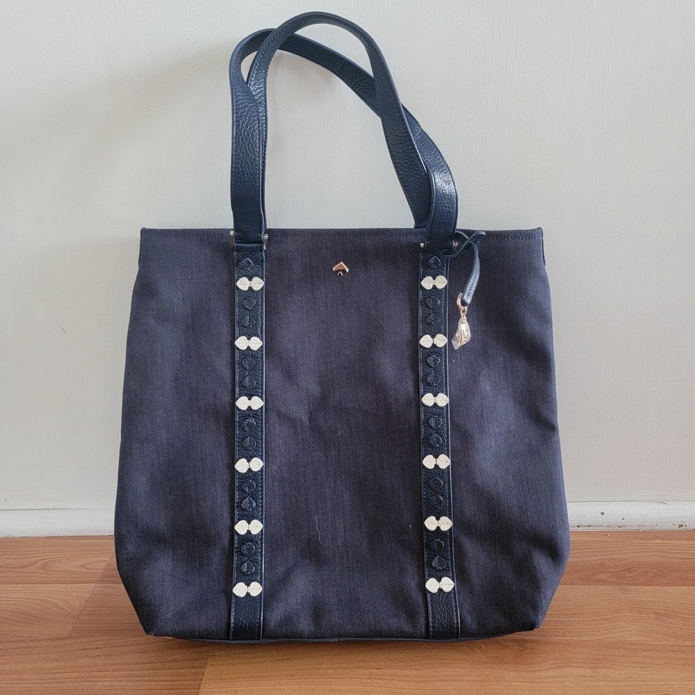 Kate Spade UVRU2101 Portblue (931) On Purpose North South Denim Tote NWOT